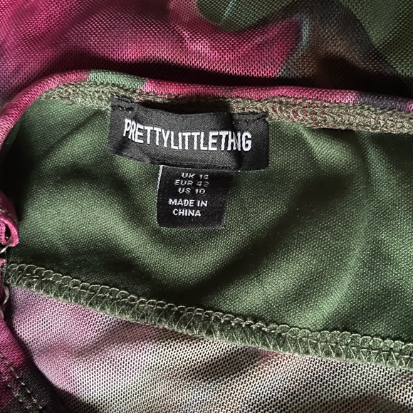 Green floral print mesh binding midaxi dress size 10 - Picture 6 of 8